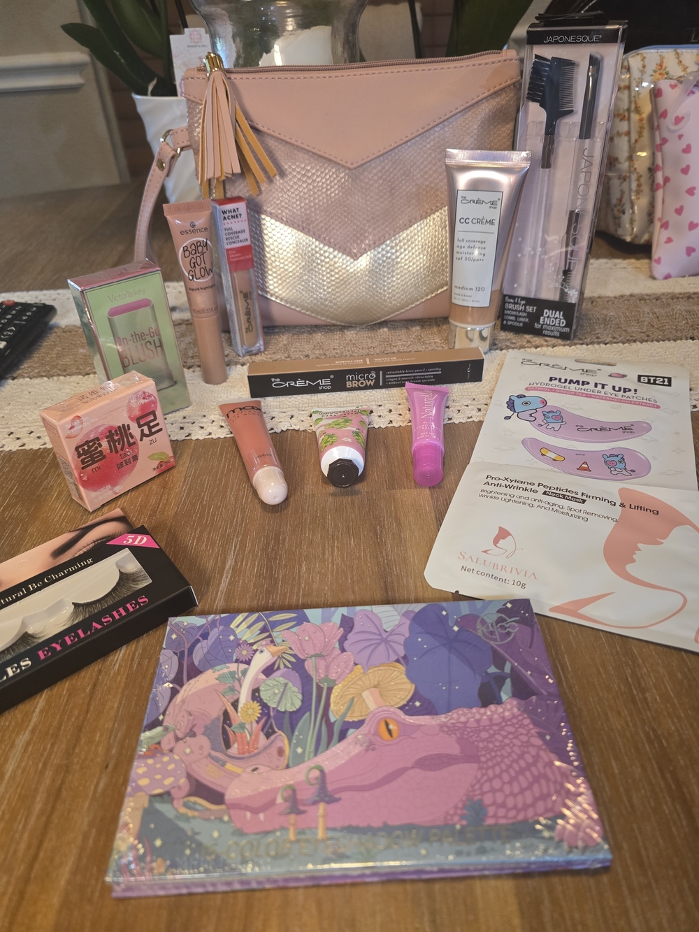 Blush Pink Tassel Chevron Wristlet Clutch ✨ MEGA K-BEAUTY & MAKEUP BUNDLE LOT ✨